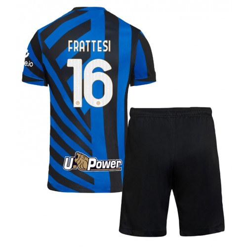 Fotballdrakt Barn Inter Milan Davide Frattesi #16 Hjemmedraktsett 2024-25 Kortermet (+ Korte bukser)